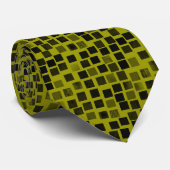 Squares v2 - Schwarz auf Olivenöl Krawatte (Gerollt)