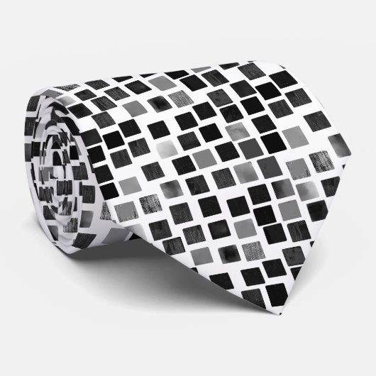 Squares v2 - Schwarz auf Weiß Krawatte (Gerollt)