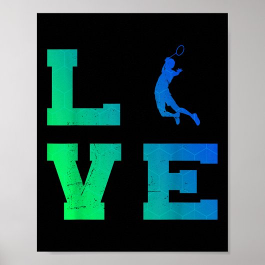 Squash Badminton Spieler Herren Federball Badminto Poster (Vorne)