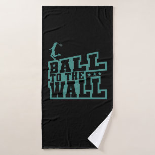 Squash Ball an der Wand Badehandtuch