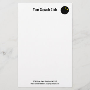 Squash-Club-Briefpapier mit Logo eines gelben gepu Briefpapier