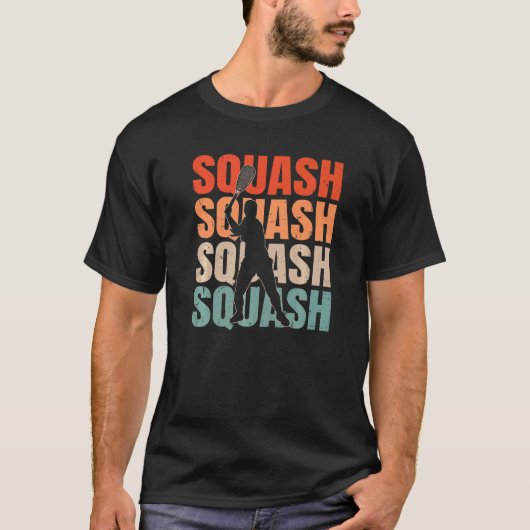 Squash für coole Retro-Text-Silhouette T-Shirt (Vorderseite)