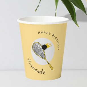 Squash Player Coach Racket & Ball Kindergeburtstag Pappbecher
