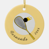 Squash Player Coach Racket & Ball Name Jahr Sport Keramik Ornament (Vorne)