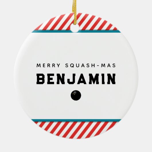 Squash Player Holiday Geschenk Keramik Ornament (Hinten)