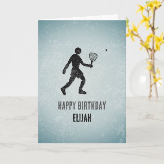 (Squash) Racketball Sporty Typ Occasion / Geburtst Karte (Gelbe Blume)