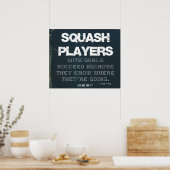 Squash-Spieler mit Zielen Erfolg im Denim Poster (Küche)