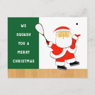 Squashspieler Weihnachtsferien Sportkarten Feiertagspostkarte