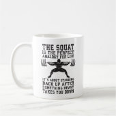 Squat Analogie für das Leben - Leg Day Inspiration Kaffeetasse (Links)