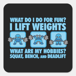 Squat, Bench Press, Deadlift - Hobbies - Kawaii Quadratischer Aufkleber