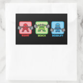 Squat, Bench Press, Deadlift - Kawaii Powerlifter Rechteckiger Aufkleber (Tasche)