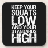 Squat Low - Bodybuilding Workout Motivational Untersetzer (Vorderseite)