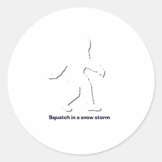 Squatch in einem Schneesturm Runder Aufkleber (Vorderseite)