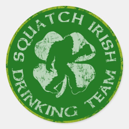 Squatch Irish Drink Team Runder Aufkleber (Vorderseite)