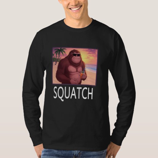 Squatch Sasquatch trifft den Strand T-Shirt (Vorderseite)