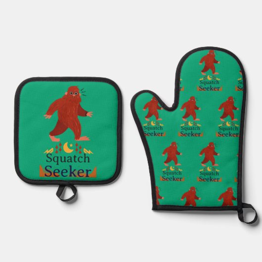 Squatch Seeker großer Fuß Ofenhandschuh & Topflappen-Set (Vorderseite)