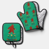 Squatch Seeker großer Fuß Ofenhandschuh & Topflappen-Set (Vorderseite/Rückseite)