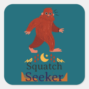 Squatch Seeker großer Fuß Quadratischer Aufkleber