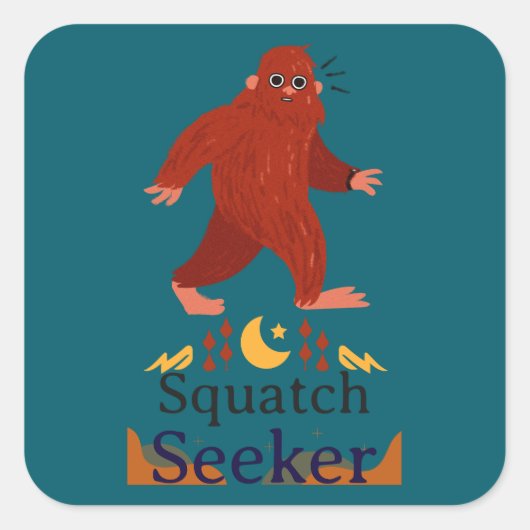 Squatch Seeker großer Fuß Quadratischer Aufkleber (Vorderseite)