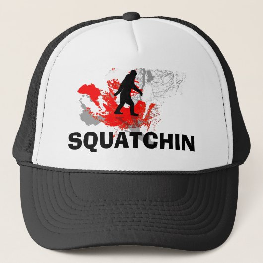 Squatchin mit schwarzem Bigfoot Truckerkappe (Vorderseite)