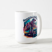 Squatchin' On the Road - Bigfoot Sattelschlepper Kaffeetasse (VorderseiteRechts)