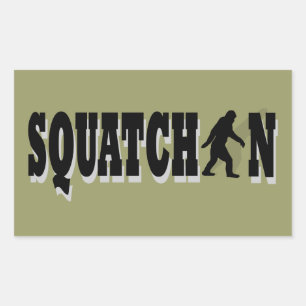Squatchin, schwarzer Text Rechteckiger Aufkleber