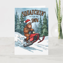 Squatchin' through the Snow Bigfoot Christmas Feiertagskarte