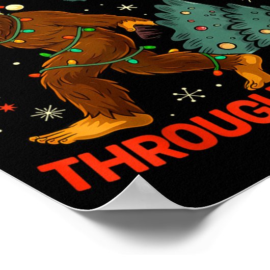 Squatching Through The Snow Funny Bigfoot Rock On  Poster (Ecke)