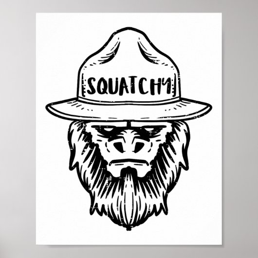Squatchy Camping Bigfoot Sasquatch Lustige Männer Poster (Vorne)