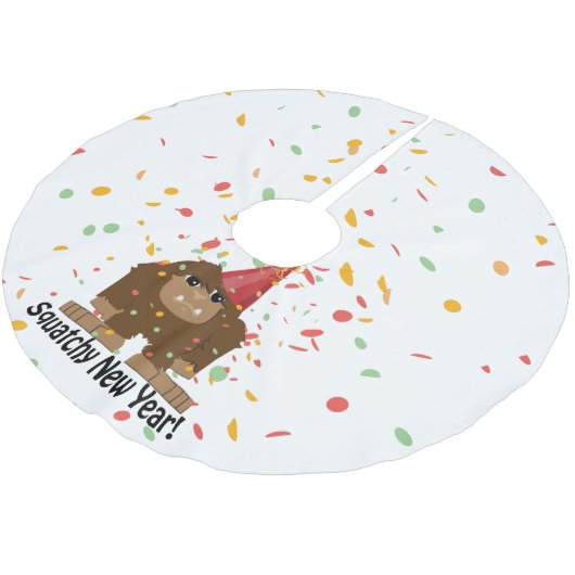 Squatchy New Year Polyester Weihnachtsbaumdecke (Schrägansicht)