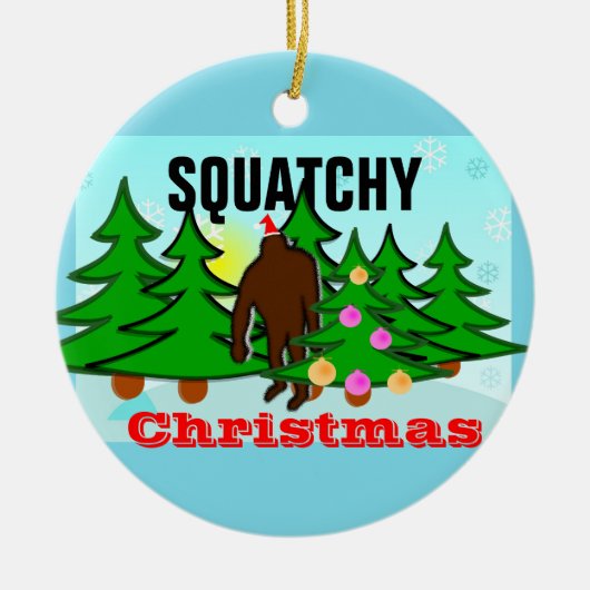 Squatchy WeihnachtenSasquatch klebriges Keramikornament (Vorne)