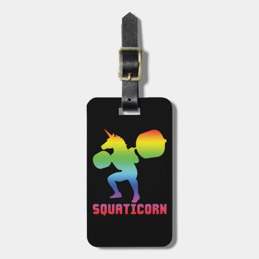 Squaticorn - Leg Day - Squat Unicorn - Workout Gepäckanhänger (Vorderseite vertikal)