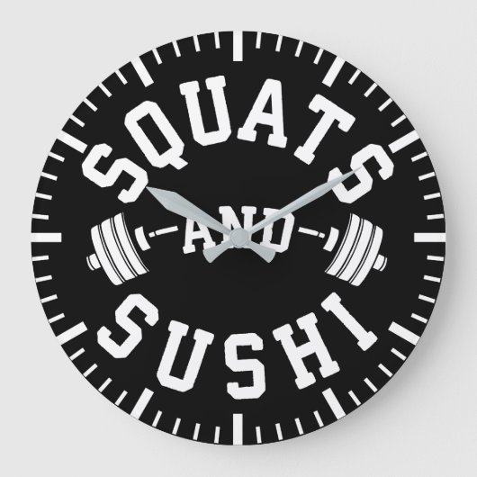 Squats and Sushi - Carbon and Leg Day - Funny Gym Große Wanduhr (Vorderseite)
