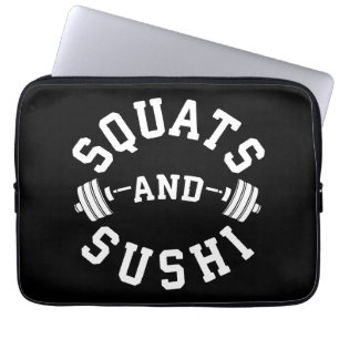 Squats and Sushi - Carbon and Leg Day - Funny Gym Laptopschutzhülle