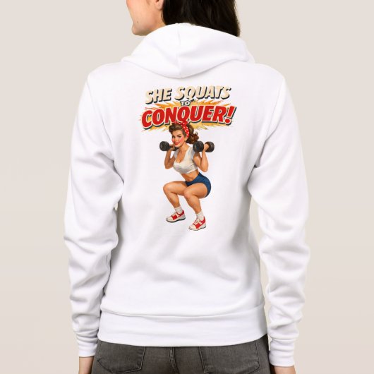 Squats Conquer -Funny Retro Gym Pin-Up- Activewear Hoodie (Rückseite)