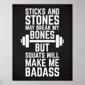 Squats machen mich zum Badass-Gym-Zitat Poster (Vorne)