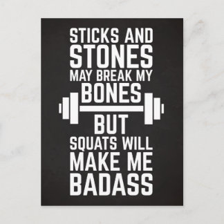 Squats machen mich zum Badass-Gym-Zitat Postkarte
