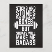 Squats machen mich zum Badass-Gym-Zitat Postkarte (Vorderseite)