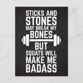 Squats machen mich zum Badass-Gym-Zitat Postkarte
