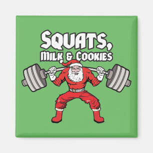 Squats, Milch und Cookies - Weihnachtsmann Magnet