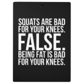Squats sind schlecht für deine Knie? faux. Fett is Klemmbrett (Rückseite)