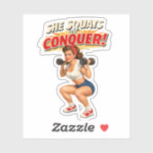 Squats To Conquer -Funny Retro Fitness Pin-Up- Gym Aufkleber (Blatt)