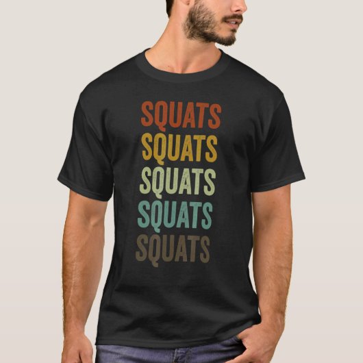 Squats Workout Gym Retro T-Shirt (Vorderseite)