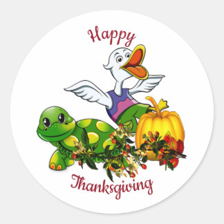 Squawing Duck Shy Turtle Pumpkin Erntedank Runder Aufkleber