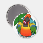 Squawing Sun Conure Magnet (Vorderseite/Rückseite)