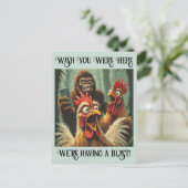 “Squawk & Snapshot” Cheesy Chicken Postkarte (Stehend Vorderseite)