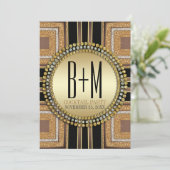 Squazi ArtDeco Gold Black Cocktail Party Einladung (Stehend Vorderseite)