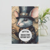Squeakleton Steampunk Animal Individuelle Name Einladung (Stehend Vorderseite)