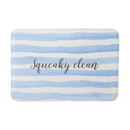 Squeaky Clean Blue Stripe Wasserfarbbadematte Badematte (Vorderseite)