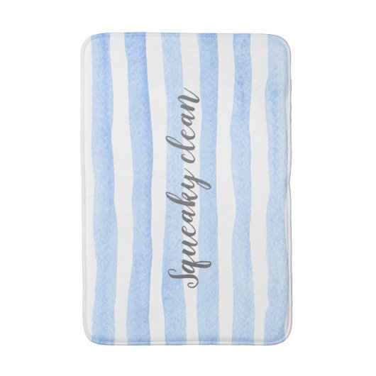 Squeaky Clean Blue Stripe Wasserfarbbadematte Badematte (Vorderseite Vertikal)